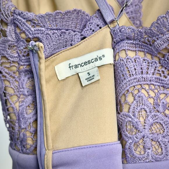 Women's Lavender Francesca's Lace Top Cross Strap Dress - Size Small - Picture 4 of 11